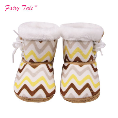 

Baby Bootsborn Multicolored Wavy Print In The Tube Winter Boots Side With Cotton Cloth Baby Warm Boots
