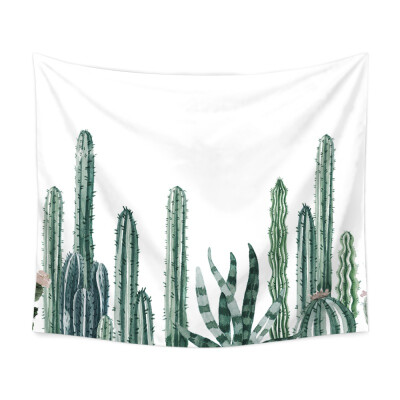 

Watercolor Cactus Printed Tapestry Polyester Fabric Hippie Bohemian Print Home Decor Wall Hanging Tapestry Beach Throw Blanket