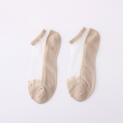 

NEW Women Cute Ultrathin Transparent Crystal Silk Lace Elastic Short Ankle Socks