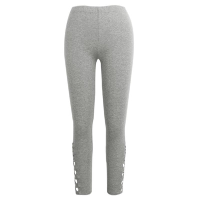 

Women Pants Trousers Fitness Elastic Leggings Tights Cutout Workout Sportswear BlackLight GreyDark Grey