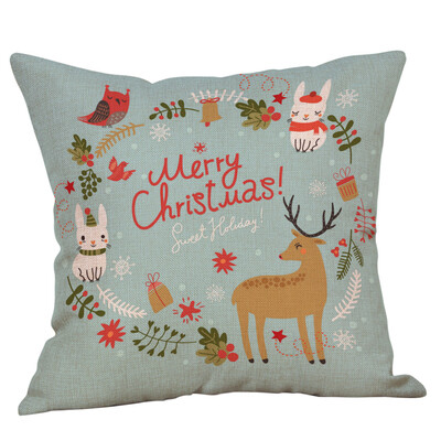 

〖Follure〗Merry Christmas Pillow Cases Cotton Linen Sofa Cushion Cover Home Decor