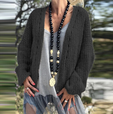 

Tailored Women Casual Solid Long Sleeve Knit Sweater Sexy Open Front Cardigans Coat Tops