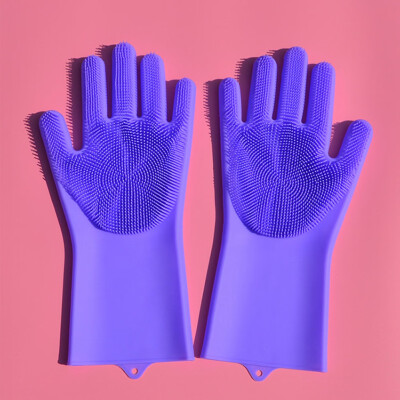 

Magic Silicone Rubber Dish Washing Gloves Kitchen Gloves Cleaning Scrubber