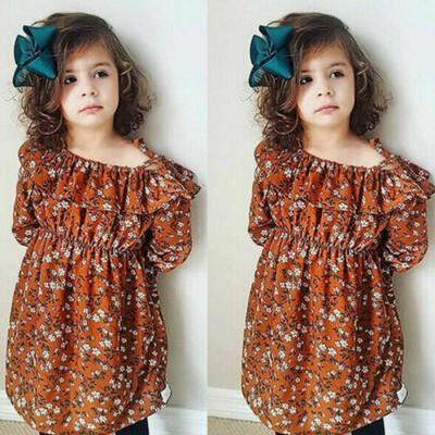 

US Kid Baby Girls Cotton Long Sleeve Floral Dress Toddler Princess Party Dresses