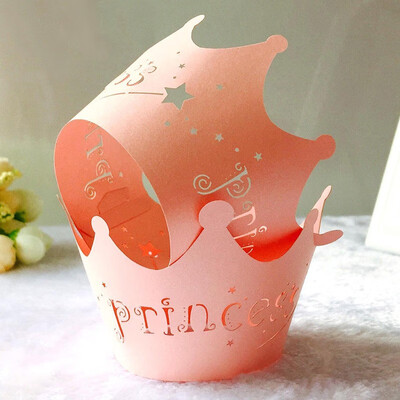 

FUNNYBUNNY 24pcs Princess Crown Cupcake Wrappers Cases Wedding Christening Baby Girl Shower Party Cake Decoration
