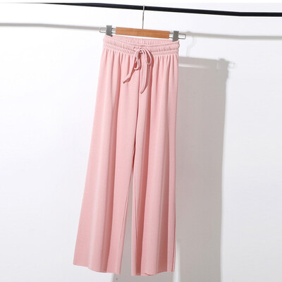 

Fashion Women Leisure High Waist Trousers Loose Pants Pure Color Ninth Pants
