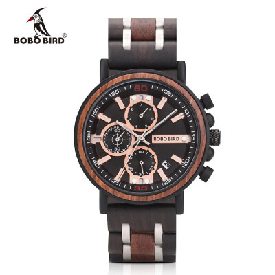 

BOBOBIRD S18 Men Quartz Watch Wooden Band Fashion Multifunction Wristwatch 3ATM Luminous Display Chronograph Calendar Date Display