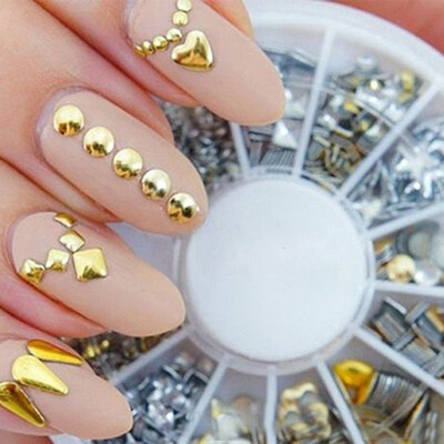 

〖Follure〗Punk Rivet Nail Art Decoration Stickers Metallic Gold Studs Nail Tips DIY