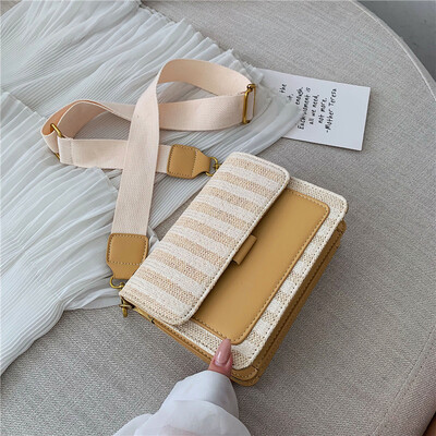 

Ins super fire woven small bag female 2019 new wave Korean version of the wild single shoulder slung fashion broadband small square bag