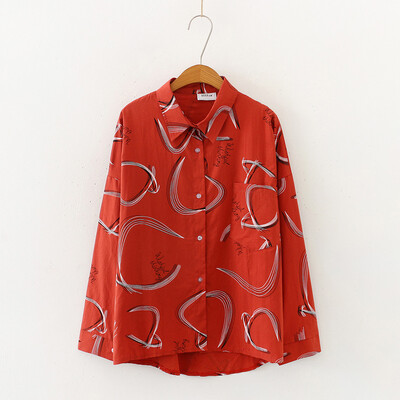 

Tailored Women Fashion Long Sleeve Blouse Dot Print Shirt Loose Blouse Lapel Top Autumn