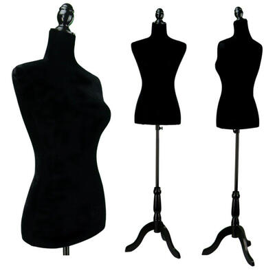 

Black Female Mannequin Torso Dress Form Display W Black Tripod Stand