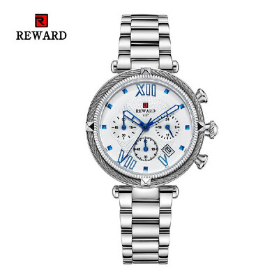 

REWARD Women Watches Feminine Waterproof Sport Quartz Watch Full Steel Chronograph Military Watch Women Girl Clock for Female