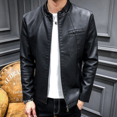 

KSENV leather jacket 2019 autumn new men short warmth self-cultivation lapel 11246