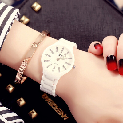 

Trendy white diamond ceramic womens watch waterproof watch ladies watch quartz watch