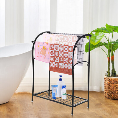 

Gobestart 3 Tier Freestanding Towel Rack Holder With Storage Shelf Large Metal Organizer