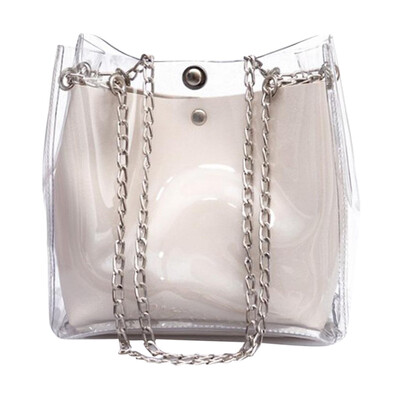 

Women Transparent Bucket Bag PVC Clear Small Tote Messenger Bags Lady Holographic Shoulder Bags Female Sac A Main T30