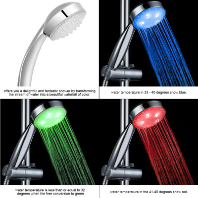 

Stylish LED Shower Head 3 Color Changing Water Glow Light Temperature Sensor BathroomLED Light Shower Head