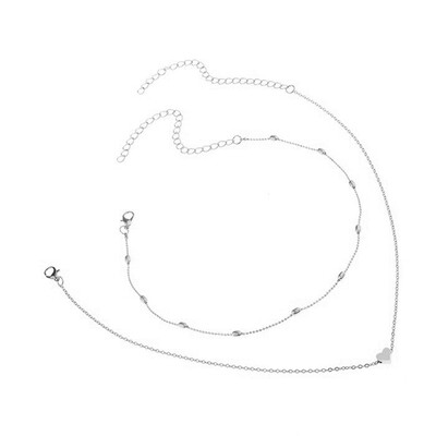 

Fashion Double Layers Choker Heart Love Ball Chain Bead Necklace Women Xmas Gift