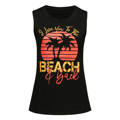 

Nomeni Women Ladies Round Neck Sleeveless Tanks Printed Casual T-Shirt Tops Blouse