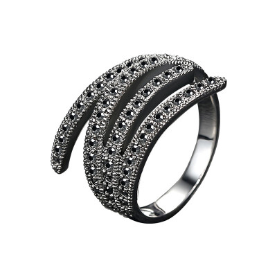 

European&American style ring black diamond ring exaggerated decorations ring retro palace wind ring fashion jewelry trend ring