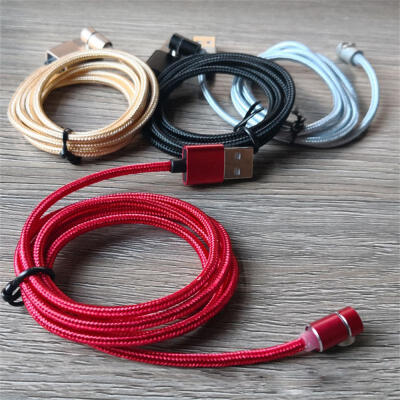 

USB Magnetic Cable 90 Degree Angle Micro USB Type C Lightning Nylon Braided Cord With Led Light-Type-C