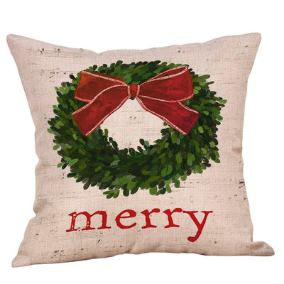 

Siaonvr Merry Christmas Pillow Cases Cotton Linen Sofa Cushion Cover Home Decor