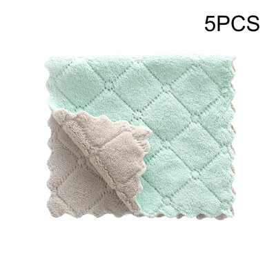 

〖Follure〗Kitchen Dish Towels Double-sided Printing 27 x 16 Coral Fleece Absorbent 5PCS