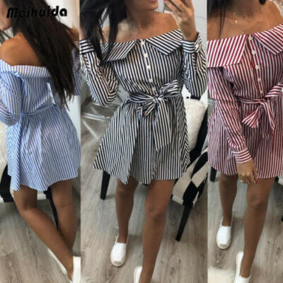 

Fashion Women Summer Casual Off Shoulder Evening Party Cocktail Short Mini Dress