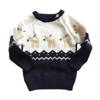 

Winter Christmas Warm Infant Baby Boy Girl Christmas Elk Pullover Long Sleeve Sweater