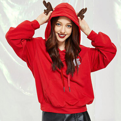 

Gobestart Women Christmas Casual Solid Long Sleeve Pullover Blouse Shirts Sweatshirt