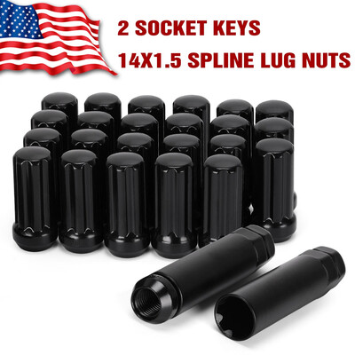 

24 Black 7 Spline 14x15 Truck Lock Lug Nuts for Chevy Gmc 6x55 Toyota Cadillac