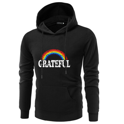 

New Men Fashion Casual Lgbt Grateful Rainbow Printed Hoodies Long Sleeve Hooded Sweatshirt Pullover