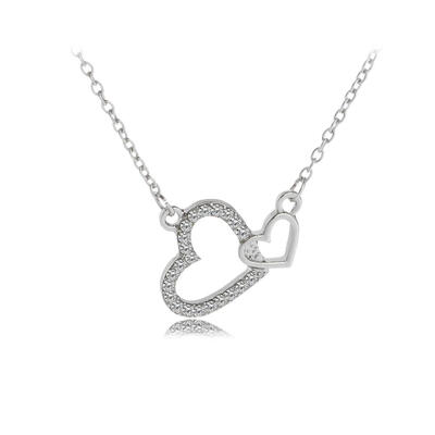 

JEAE Fashio Gold Silver color Crystal Double Heart Pendant Necklace For Women Girls Jewelry Love heart Necklaces Wedding Jewelry