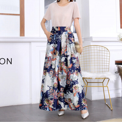 

Fashion Women Casual Loose Retro Floral Print Boho High Waist Long Maxi Skirt