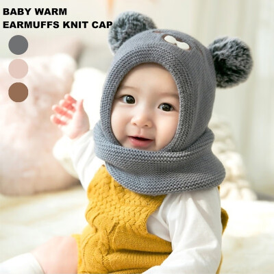 

3-22 Months Cute Cartoon Warmer Windproof Ear Protection Baby Kids Knitted Hat