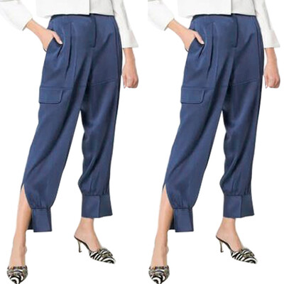 

Tailored Women Casual Pants Trousers Ladies Loose Pants Withe Pocket