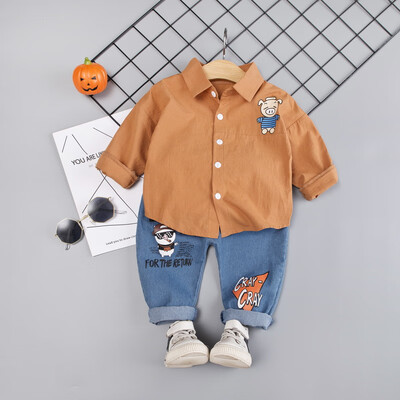 

Autumn Children Baby Boys Casual Long Sleeve Cartoon Pig Print Blouse TopsDenim Pants Trouser Set