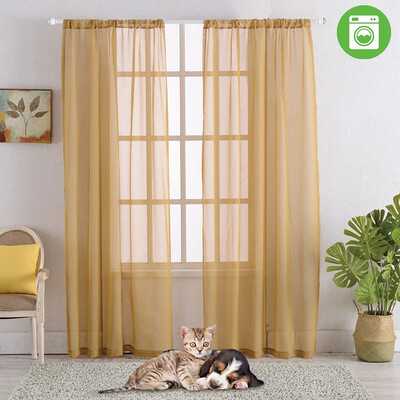 

Bladies bamboo plain window screen Sheer Curtains 84 Inch Length 4660
