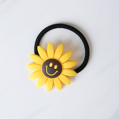 

Harajuku Sunflower Hair Ring Hair Accessories Flowers Cute Jewelry Smile Hair Rope Headdress Headwear