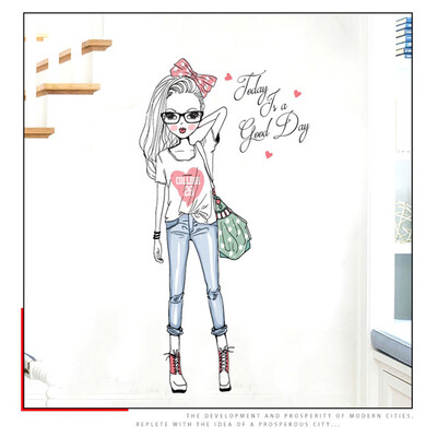 

〖Follure〗Cute DIY Lovely Girl Art Wall Stickers For Kids Rooms PVC Wall Decals Home Decor