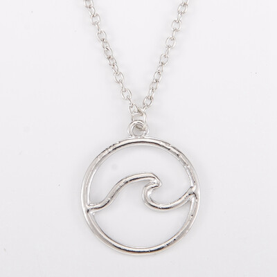 

Ocean Wave Silver Necklace Geometric Beach Waves Chain Pendant Necklaces Women Surfer Island Nautical Jewelry Gift Accessories