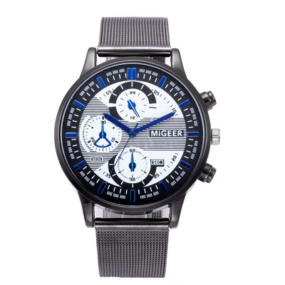 

Gobestart Fashion Man Design Stainless Steel Mesh belt Analog Alloy Quartz Wrist Watch