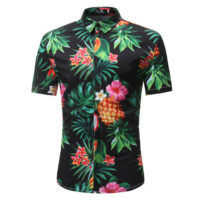 

Mens Summer Hawaiian Beach Holiday Floral Shirt Short Sleeve Shirt Large Size