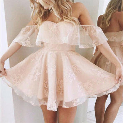 

Women Lace Short Dress Cocktail Party Evening Formal Ball Gown Prom Mini Dresses