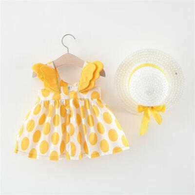 

US STOCK 2pcs Newborn Kids Baby Girl Outfits Clothes Sundress Dress Strawhat Set