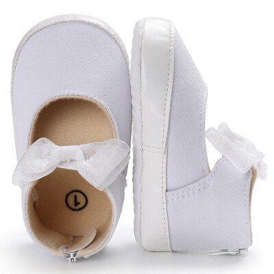 

Baby Girls Shoes Infant Toddler Newborn Princess First Walkers Lovely Fashion Bow Mary Jane Canvas Soft Soled Anti-Slip Shoe