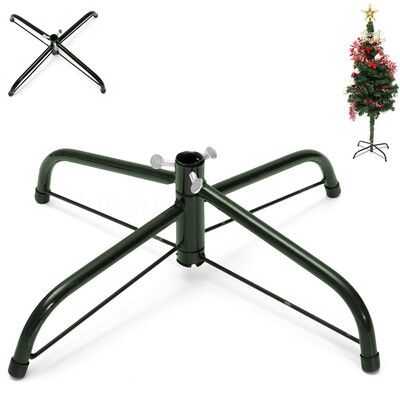 

〖Follure〗Christmas Tree Stand Green Metal Holder Base Cast Iron Stand 4 Feets Decoration