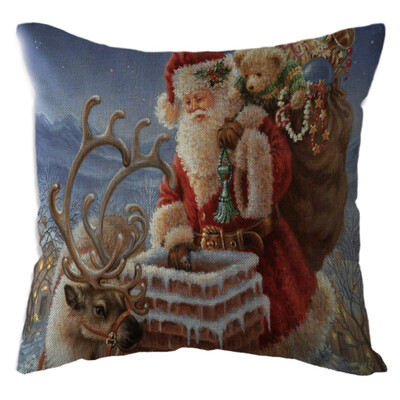 

〖Follure〗Christmas Snow House Pillow Case Linen Sofa Throw Cushion Cover Home Decor