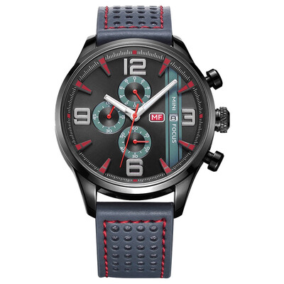 

BOFUTE Male Watches Business Watch Three Eyes Six Needles Calendar Luminous Waterproof Genuine Leather Strap 0016G