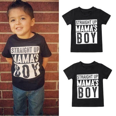 

MAMAS BOY Kids Baby Boy Short Sleeve T-shirt Tops Casual Cotton Age 1 2 3 4 5 6Y